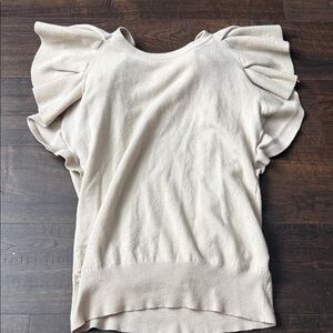 Elegant Cream Ruffle Sleeve Blouse.  #A3